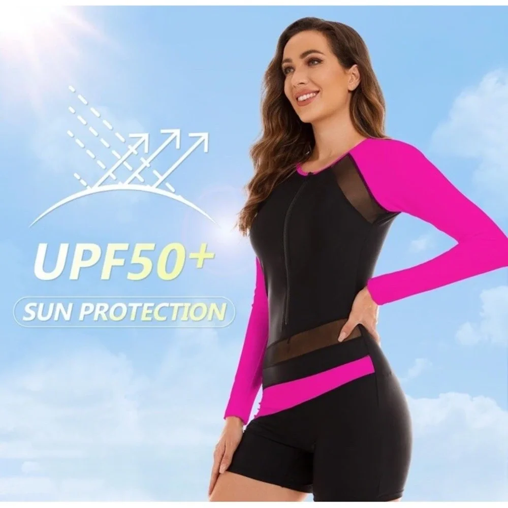 NESY ONE PIECE LONG SLEEVE RASH GUARD SWIMSUIT, Medium Wetsuit Athletic